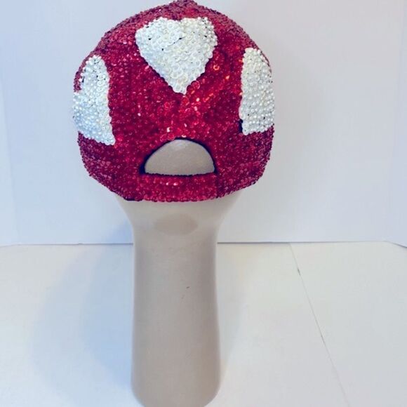 VINTAGE…Red/White sequins hat OS (one size) - Picture 3 of 3